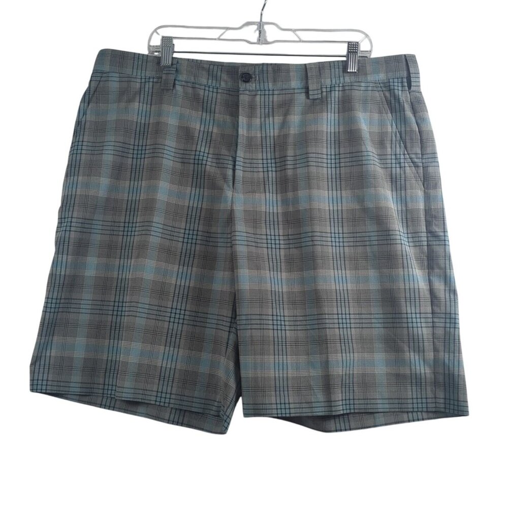 IZOD PerformX Golf Shorts Mens 40 Gray Blue Plaid UPF-50 Outdoor Travel Golf NWT